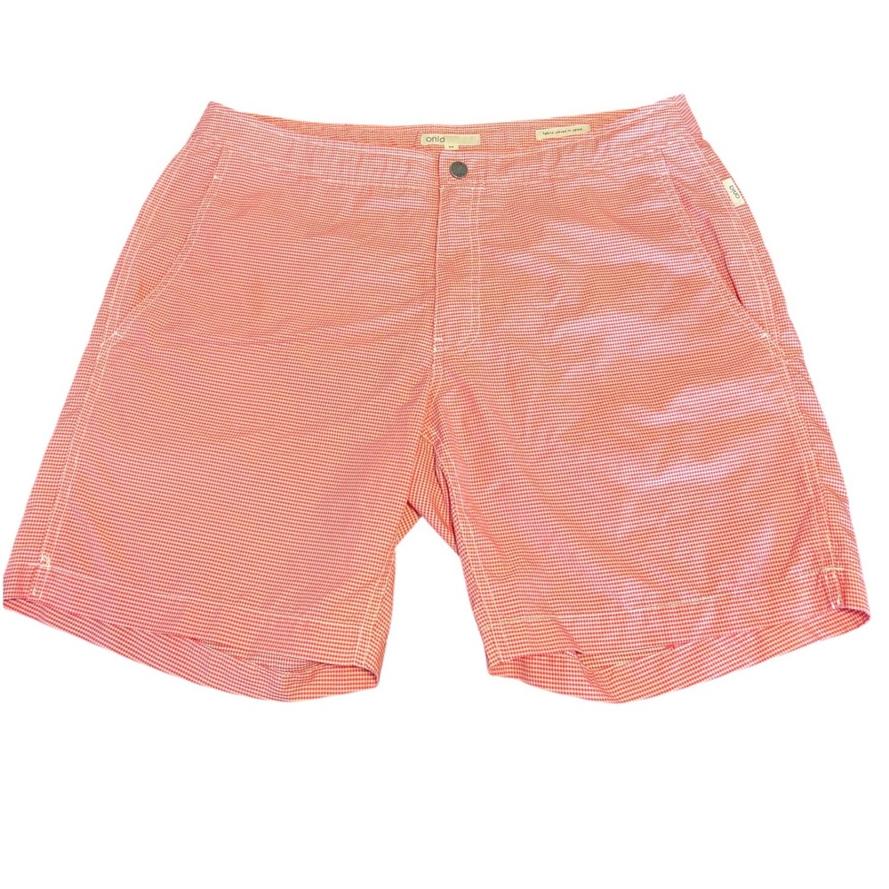 Onia Swim Shorts Mens 34 Red Calder 7.5 Gingham Check Mesh Lined Board Shorts